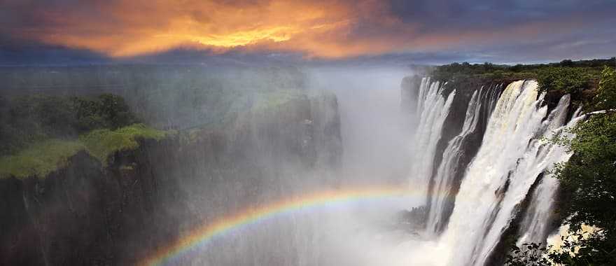 Victoria Falls at sunset, Zambia, Africa