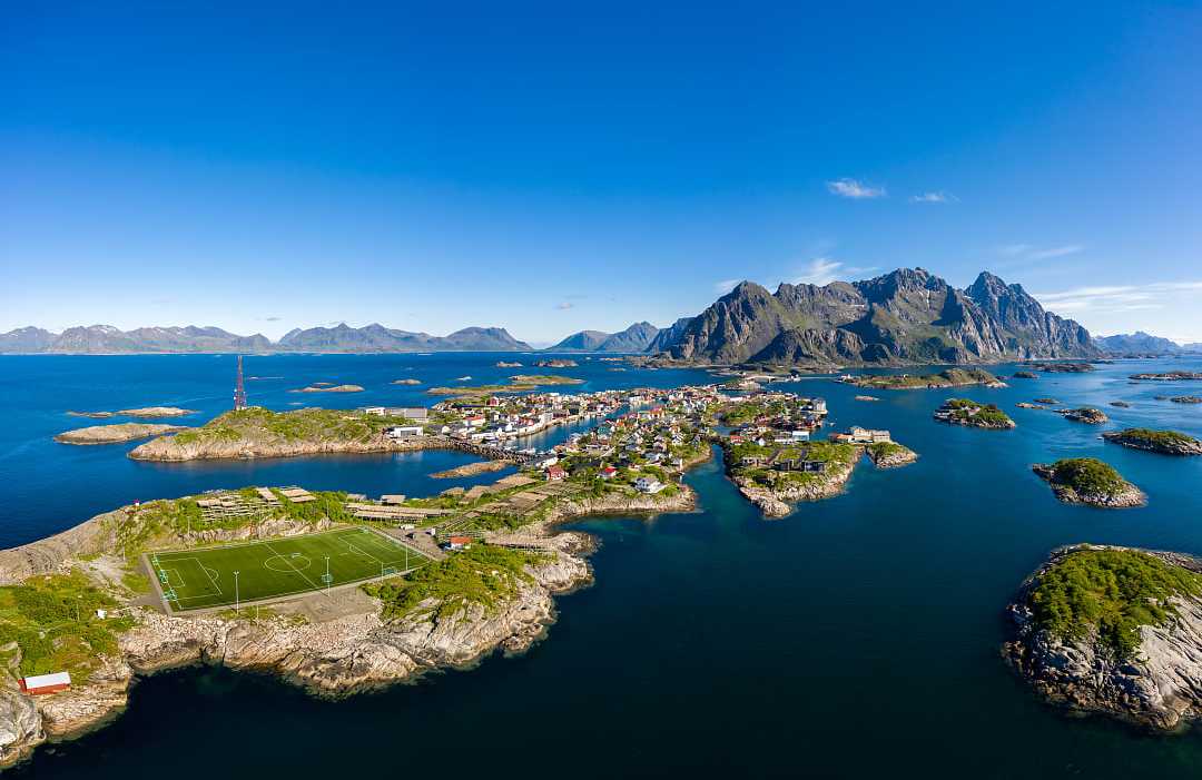Aerial view of Henningsvaer in Norway