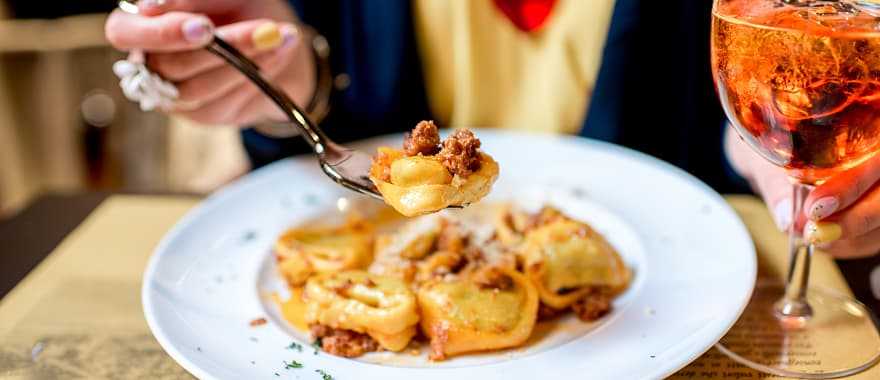 Tortellini ragu in Bologna, Italy