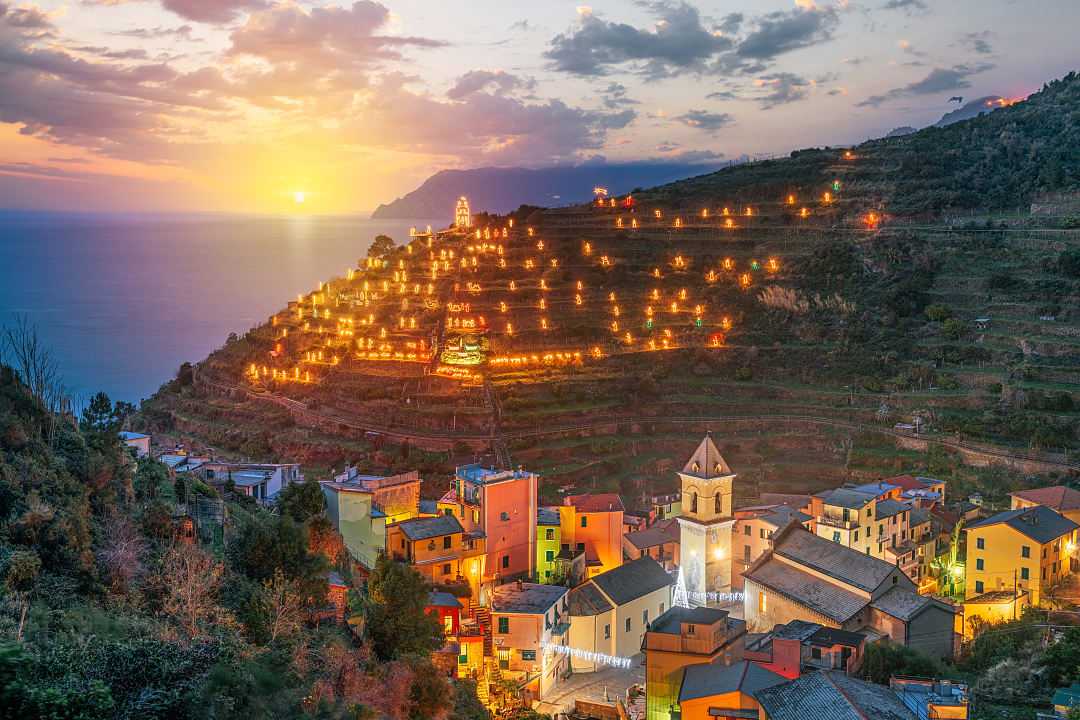 Christmas season in Manarola, Cinque Terre, Italy