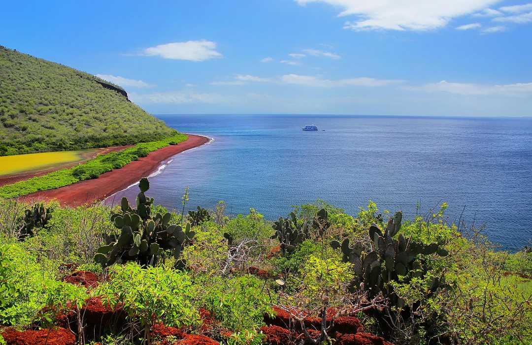 Cruise by Red Sand Beach, Rabida Island in the Galapagos