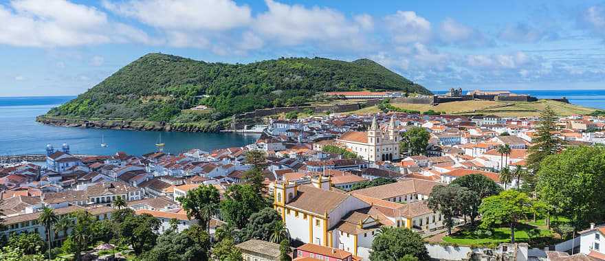 Sunny view of Angra do Heroismo, Terceira Island, Azores