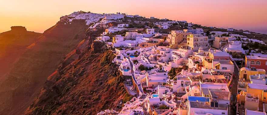 Romantic Santorini island at sunset, Greece