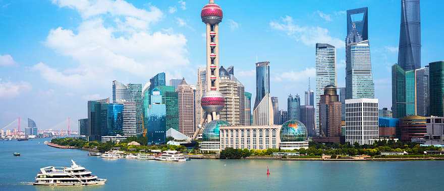 Shanghai skyline on Huangpu river in China