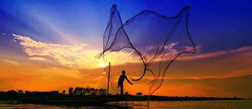 Beautiful views of the Mekong river during sunset