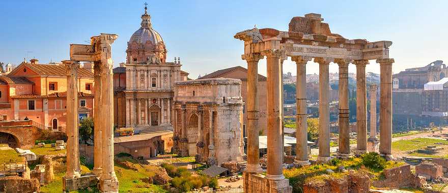 Ruins of ancient Rome on Palatine Hill, Italy