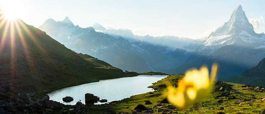 Snow-covered slopes and Materhorn mountain, Zermatt, Switzerland