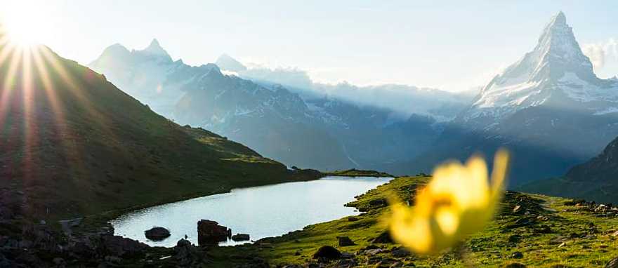 Snow-covered slopes and Materhorn mountain, Zermatt, Switzerland Snow-covered slopes and Materhorn mountain, Zermatt, Switzerland