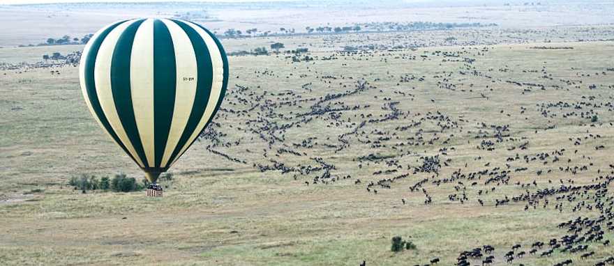 Hot air balloon over Masai Mara, Kenya Hot air balloon over Masai Mara, Kenya