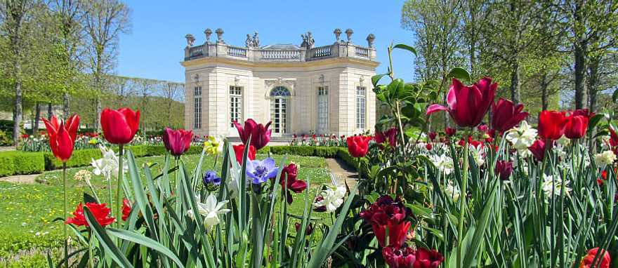The Petit Trianon at the Palace of Versailles in Versailles, France.
