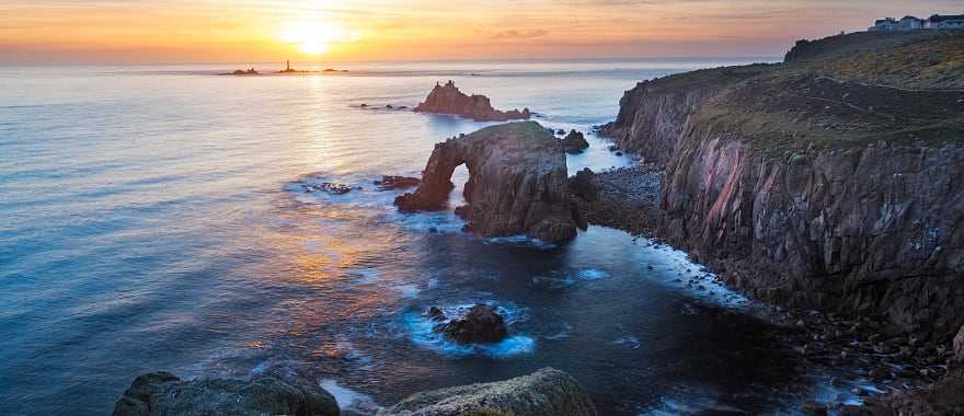 Rock formations of Enys Dodman and the Armed Night in Cornwall, England