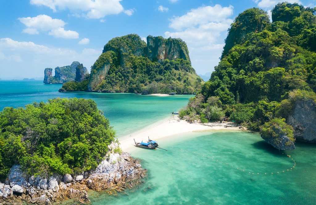 Ko Phak Bia in the Krabi Province of Thailand, with limestone karsts, white beaches and clear water,popular for snorkeling