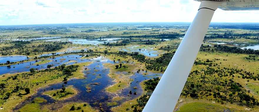 Aerial view of the Okavango Delta from plane Aerial view of the Okavango Delta from plane