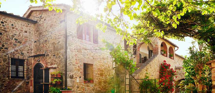 Siena at sunset in Italy