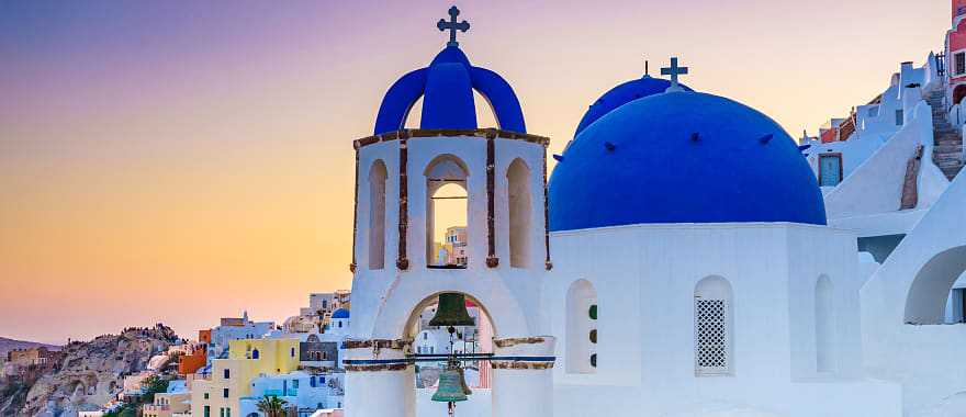 Greek Church in Oia Village in Santorini, Greece