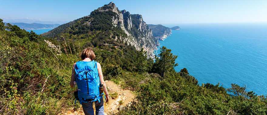 Trekking towards Portovenere in the Cinque Terre, Italy